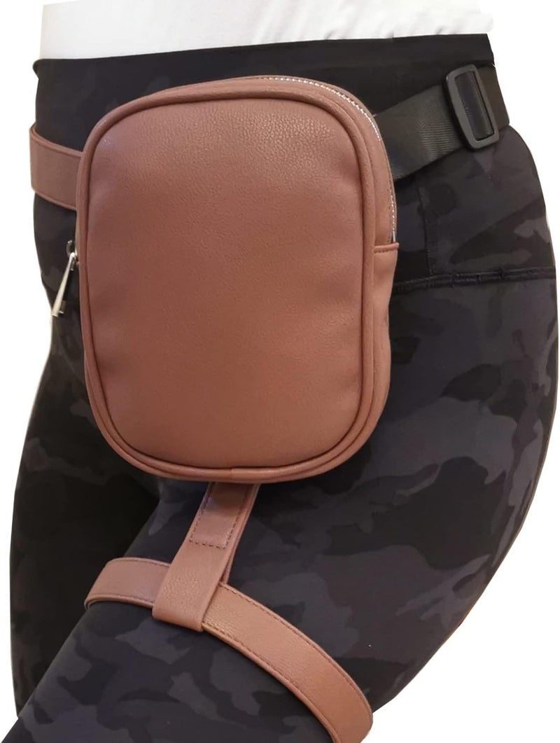 Larswon Plus Size Leg Harness Bag for Women - Synthetic Leather Thigh Pouch Hip Fanny Pack - Image 1